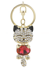 Load image into Gallery viewer, Cute Cat Crystal Rhinestone Keyrings Key Chains Rings Holder Purse Bag.