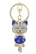 Load image into Gallery viewer, Cute Cat Crystal Rhinestone Keyrings Key Chains Rings Holder Purse Bag.