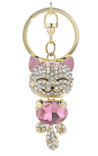 Load image into Gallery viewer, Cute Cat Crystal Rhinestone Keyrings Key Chains Rings Holder Purse Bag.