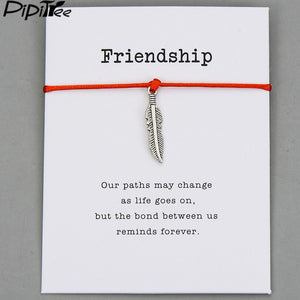 Pipitree Life Tree Angel Leaf Heart Crown Charm Wish Bracelet Red String Bracelets for Women Men Kids Lovers Couple Jewelry Gift