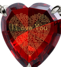 Load image into Gallery viewer, 925 Sterling Silver Heart Necklace 24k Gold Inscribed I Love You in 120 Languages