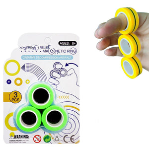 Anti-Stress Finger Magnetic Rings For Autism ADHD Anxiety Relief Focus Kids Decompression Fingertip Toys Magic Ring Props Tool