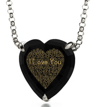 Load image into Gallery viewer, 925 Sterling Silver Heart Necklace 24k Gold Inscribed I Love You in 120 Languages