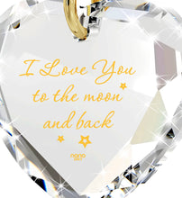 Load image into Gallery viewer, Tiny Heart Jewelry Set 24k Gold Inscribed I Love You to the Moon and Back Necklace and Drop Earrings