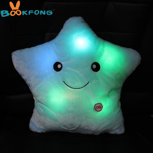 Colorful Star Shape Toys Glowing LED Luminous Light Pillow Soft Relax Gift