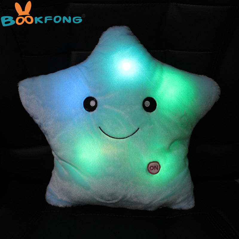 Colorful Star Shape Toys Glowing LED Luminous Light Pillow Soft Relax Gift