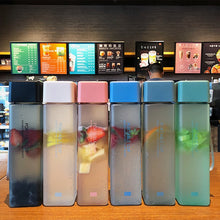 Load image into Gallery viewer, Square Frosted Plastic Water Bottle Portable Transparent Fruit Juice Leak-proof Bottle