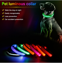 Load image into Gallery viewer, Pet Dog Collar Nylon LED Glowing Luminous Adjustable Collar