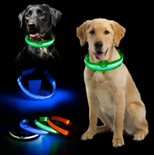 Load image into Gallery viewer, Pet Dog Collar Nylon LED Glowing Luminous Adjustable Collar