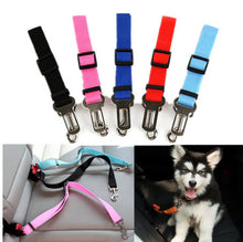 Load image into Gallery viewer, Pet Seat Belt Adjustable Harness Lead Leash for Small Medium Pets car Travel Clip