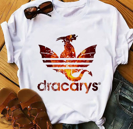 Unisex DRACARYS Funny T-Shirt  Summer New Casual White