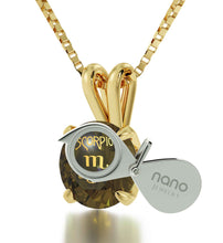 Load image into Gallery viewer, Gold Plated Silver Scorpio Necklace Zodiac Pendant 24k Gold Inscribed on Crystal