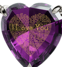 Load image into Gallery viewer, 925 Sterling Silver Heart Necklace 24k Gold Inscribed I Love You in 120 Languages