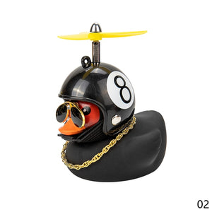 Car Duck with Helmet Broken Wind Small Yellow Duck Road Bike Motor Helmet Riding Cycling Car Accessories Decor Without Lights