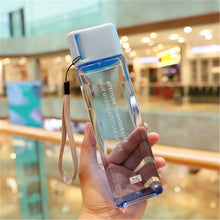 Load image into Gallery viewer, Square Frosted Plastic Water Bottle Portable Transparent Fruit Juice Leak-proof Bottle