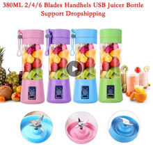 Load image into Gallery viewer, Mini Portable Electric Fruit Juicer USB Rechargeable Smoothie Blender Machine