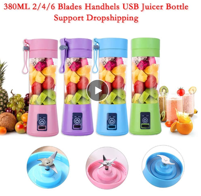 Mini Portable Electric Fruit Juicer USB Rechargeable Smoothie Blender Machine