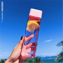 Load image into Gallery viewer, Square Frosted Plastic Water Bottle Portable Transparent Fruit Juice Leak-proof Bottle