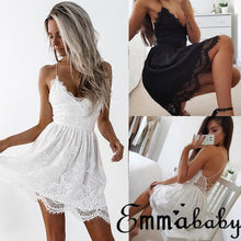 Load image into Gallery viewer, Women Mini Lace Strappy Dress