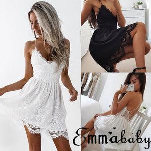 Women Mini Lace Strappy Dress