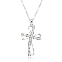 Load image into Gallery viewer, silver color  necklace jewelry women wedding fashion Cross CZ crystal Zircon stone pendant necklace  Christmas gift n296