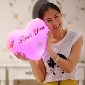 Luminous Pillow Heart Cushion Colorful Glowing Plush Doll LED Light Toys Gift