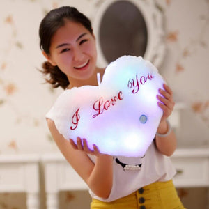 Luminous Pillow Heart Cushion Colorful Glowing Plush Doll LED Light Toys Gift