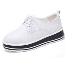 Load image into Gallery viewer, Women Platform Shoes Woman Brogue Derby Patent Leather Flats Lace Up Footwear