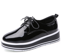 Load image into Gallery viewer, Women Platform Shoes Woman Brogue Derby Patent Leather Flats Lace Up Footwear