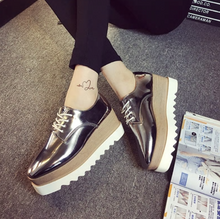 Load image into Gallery viewer, Women Casual Leather Lace-Up Loafers Flat Platforms British Style