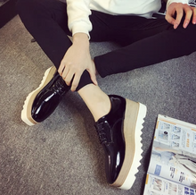 Load image into Gallery viewer, Women Casual Leather Lace-Up Loafers Flat Platforms British Style