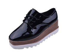 Load image into Gallery viewer, Women Casual Leather Lace-Up Loafers Flat Platforms British Style