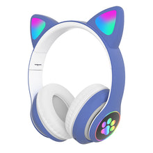 Load image into Gallery viewer, LED Cat Ear Noise Cancelling Headphones Bluetooth 5.0 Young People Kids Headset Support TF Card 3.5mm Plug with Mic