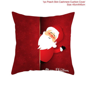 Set of 4 Christmas Cushion Cotton Linen Merry Christmas Cover Cushion