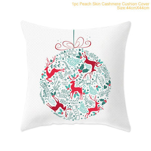 Set of 4 Christmas Cushion Cotton Linen Merry Christmas Cover Cushion