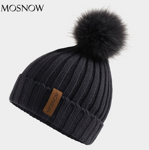 Women's Winter Hat Acrylic Pompom Beanies Warmth Ski Cap