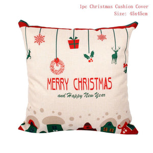 Set of 4 Christmas Cushion Cotton Linen Merry Christmas Cover Cushion