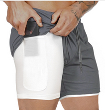 Load image into Gallery viewer, Men Double-Deck Fitness Bodybuilding Breathable Quick Drying Shorts.