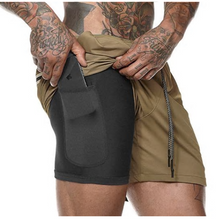 Load image into Gallery viewer, Men Double-Deck Fitness Bodybuilding Breathable Quick Drying Shorts.