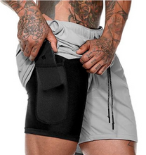 Load image into Gallery viewer, Men Double-Deck Fitness Bodybuilding Breathable Quick Drying Shorts.