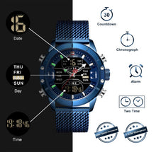 Load image into Gallery viewer, Men Watch Luxury Military Sport Quartz  Stainless Steel LED