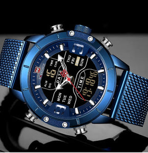 Men Watch Luxury Military Sport Quartz  Stainless Steel LED