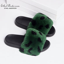 Load image into Gallery viewer, Ethel Anderson Women Real Rex Rabbit Fur Slippers Comfortable Indoor/Outdoor Slides Wholesale Plus Size