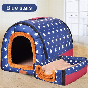 Warm PET House Comfortable Print Stars Kennel Foldable Sleeping Mat