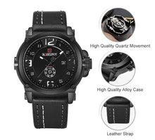 Load image into Gallery viewer, Men Sports Military Quartz Watch Analog Leather Strap Wristwatch