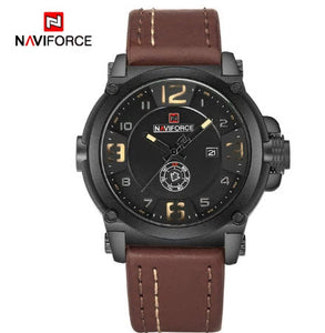 Men Sports Military Quartz Watch Analog Leather Strap Wristwatch