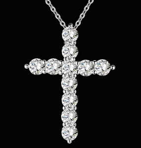 Silver Necklace Jewelry Women Fashion Cross Crystal Zircon.