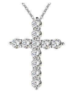 Silver Necklace Jewelry Women Fashion Cross Crystal Zircon.