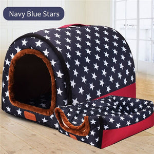 Warm PET House Comfortable Print Stars Kennel Foldable Sleeping Mat