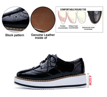 Load image into Gallery viewer, Women Leather Flats Lace Up Footwear Flat Oxford Shoes